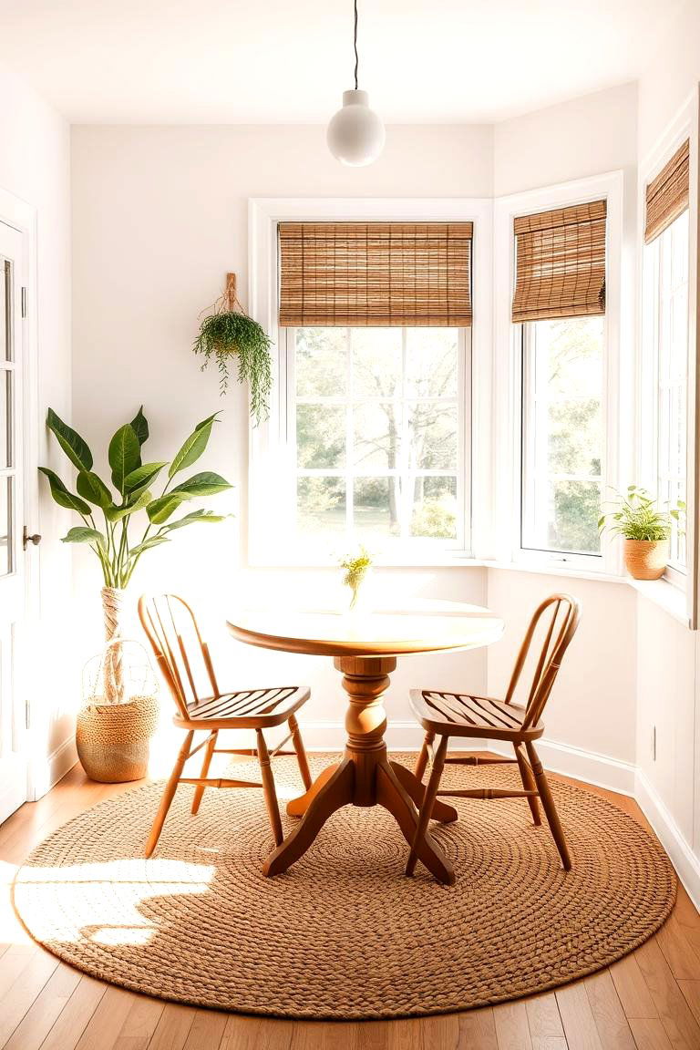 Round Rug for Under a Breakfast Nook - 24 Kitchen Rug Ideas
