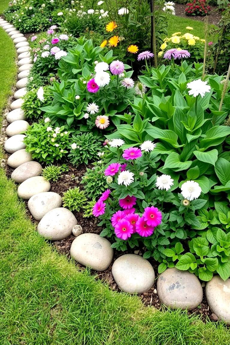 Round Stone Edging - 24 Stone Garden Edging Ideas