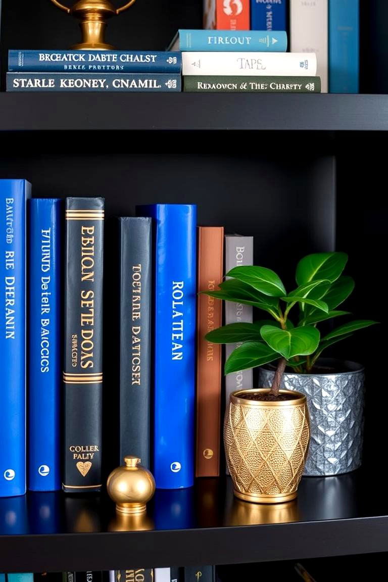 Royal Blue Bookshelf Styling - 24 Royal Blue Bedroom Ideas