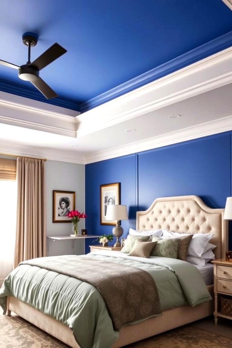 Royal Blue Ceiling Detail - 24 Royal Blue Bedroom Ideas