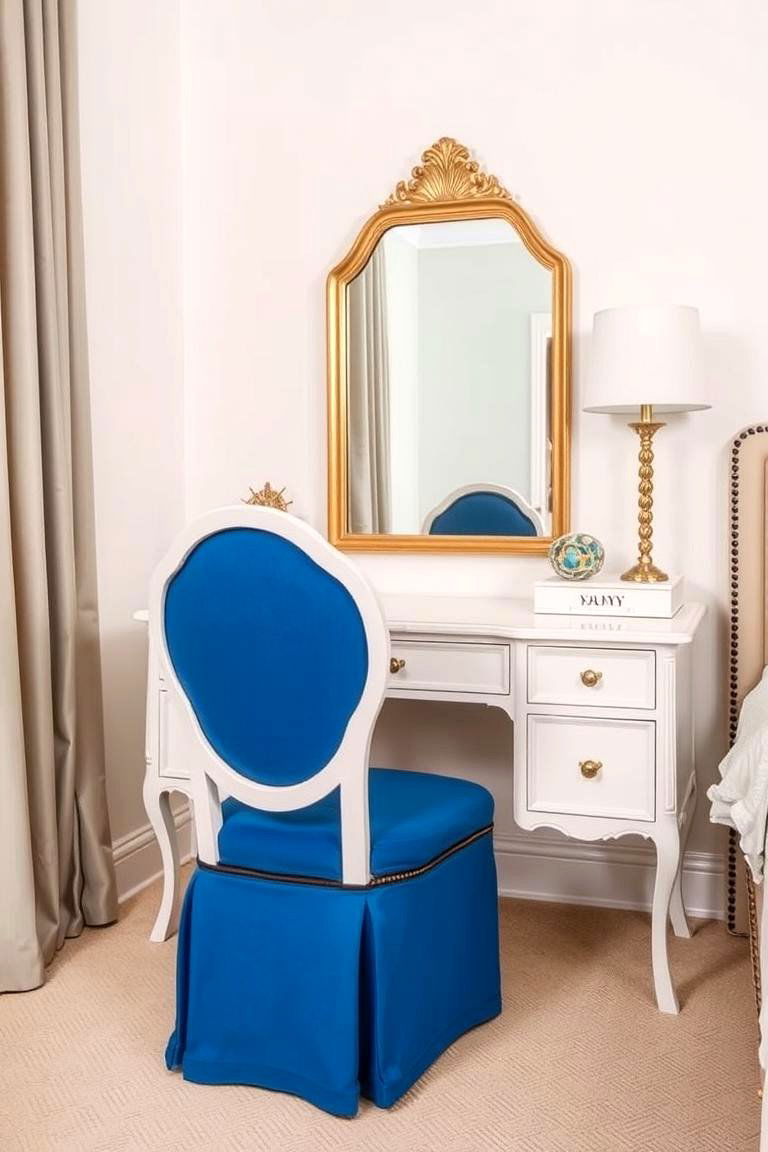 Royal Blue Desk or Vanity Area - 24 Royal Blue Bedroom Ideas
