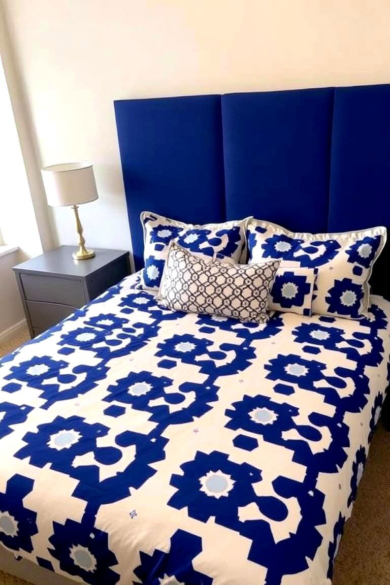 Royal Blue Geometric Patterns - 24 Royal Blue Bedroom Ideas
