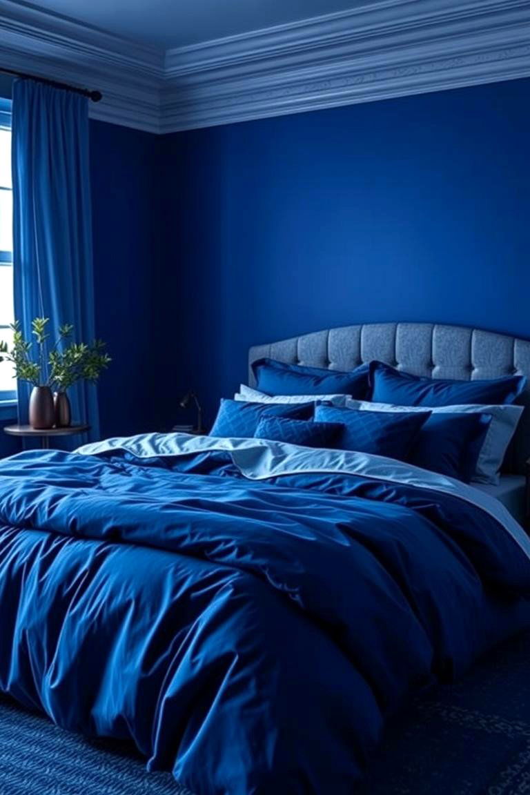 Royal Blue Layering with Different Shades - 24 Royal Blue Bedroom Ideas