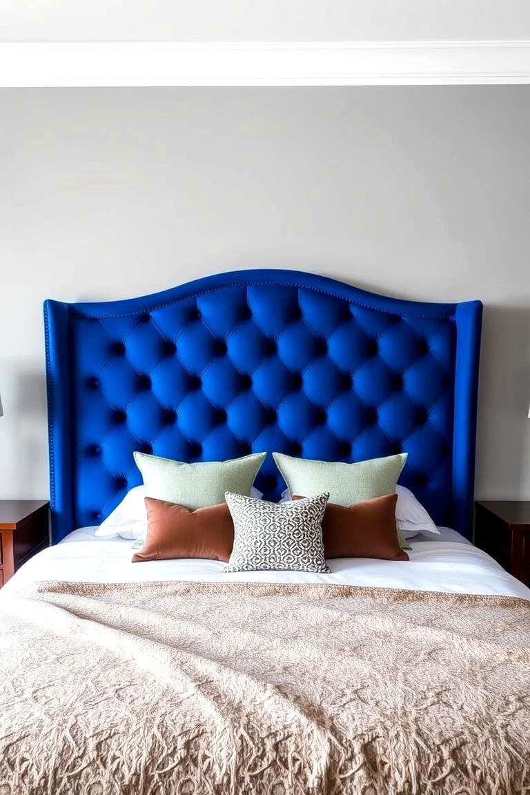 Royal Blue Upholstered Headboard - 24 Royal Blue Bedroom Ideas