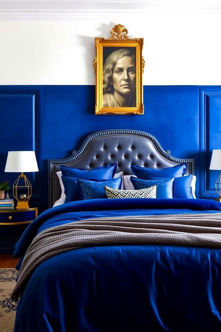 Royal Blue and Gold Accents - 24 Royal Blue Bedroom Ideas