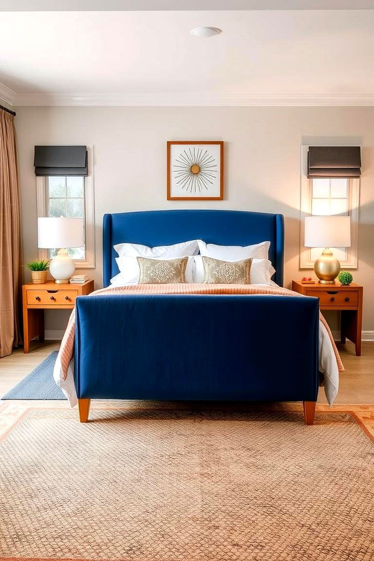 Royal Blue and Natural Wood - 24 Royal Blue Bedroom Ideas
