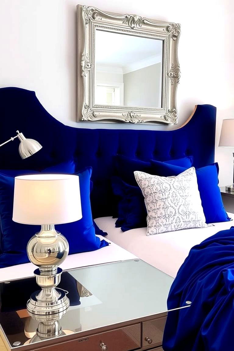 Royal Blue and Silver Accents - 24 Royal Blue Bedroom Ideas