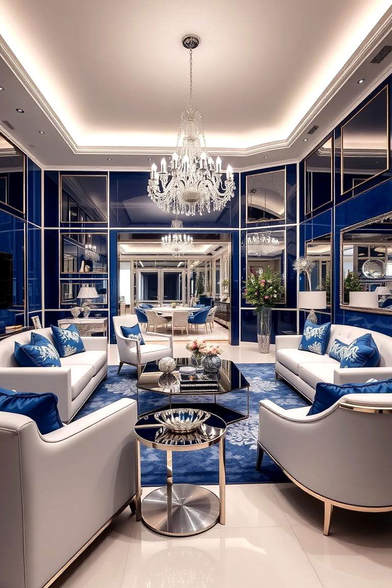 Royal Blue and Silver Glamour - 24 Two Colour Combination for Living Room