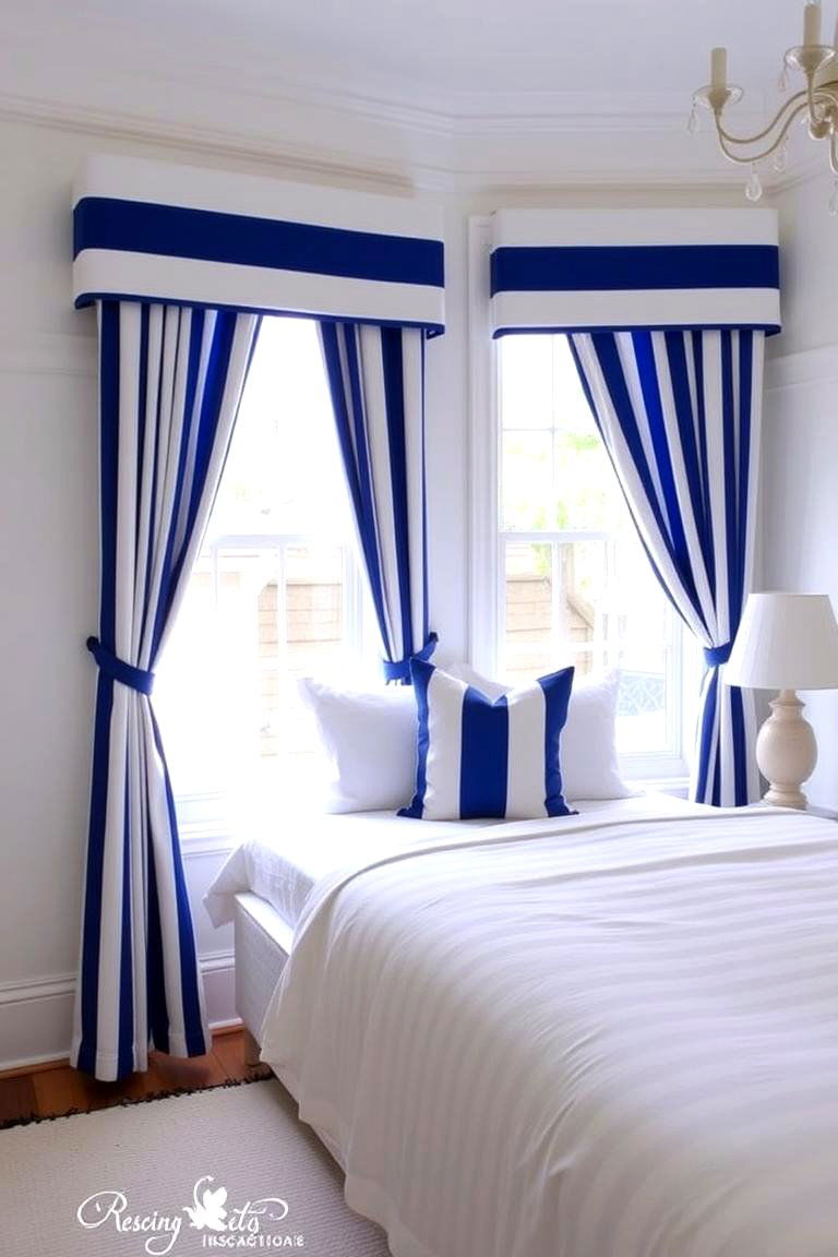 Royal Blue and White Stripes - 24 Royal Blue Bedroom Ideas