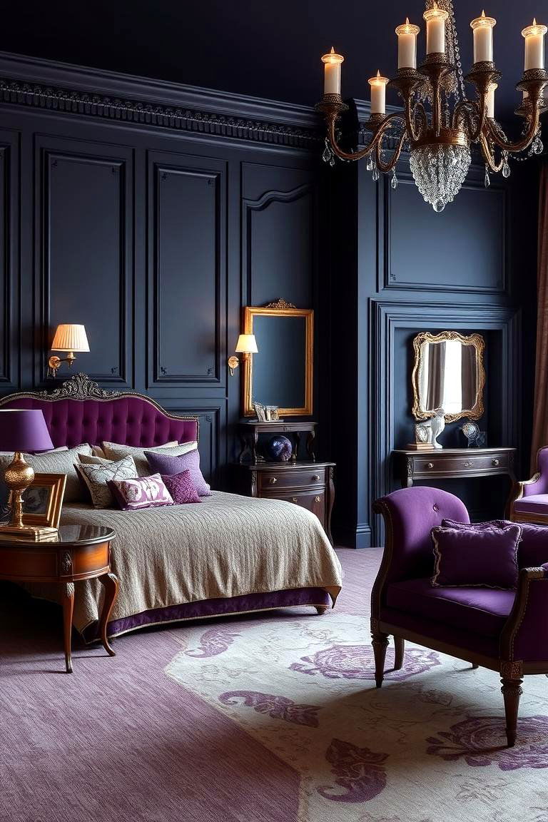 Royal Elegance - 24 Blue and Purple Bedroom Ideas