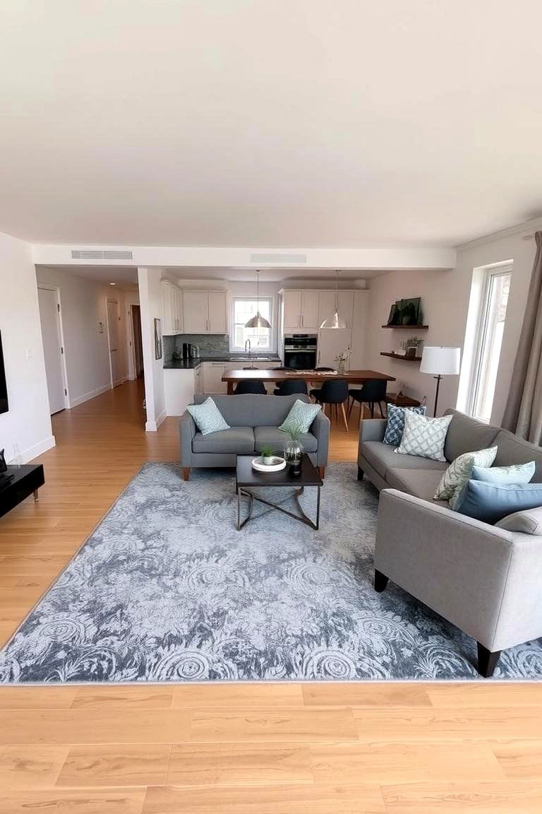 Rugs to Define Zones in Open Plan Layouts - 24 Small Apartment Ideas for Guys
