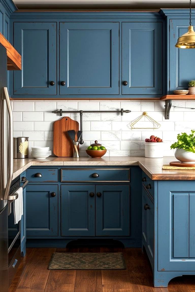 Rustic Allure Meets Refined Sophistication - 24 blue farmhouse kitchen cabinets
