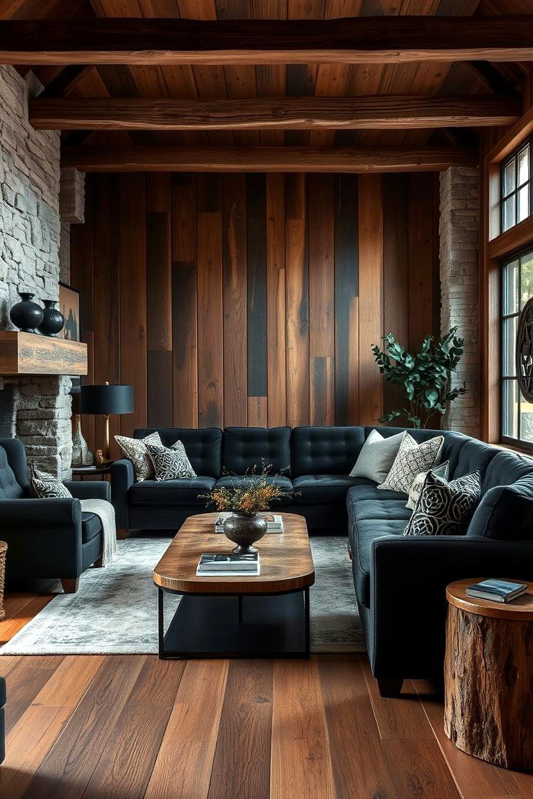 Rustic Allure - 24 Black Couch Living Room Ideas