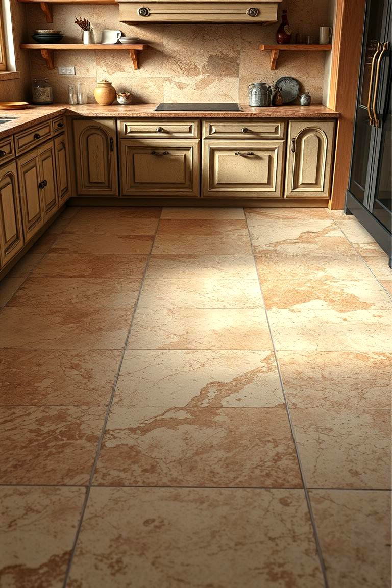 Rustic Antique Marble Charm - 24 Marble Kitchen Floor Ideas
