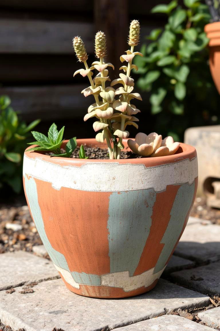 Rustic Appeal Painted Pot - 24 Painted Pot Ideas