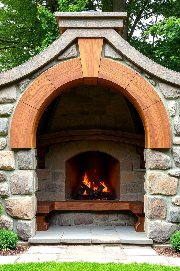Rustic Archway Fireplace - 24 Rustic Outdoor Fireplace Ideas