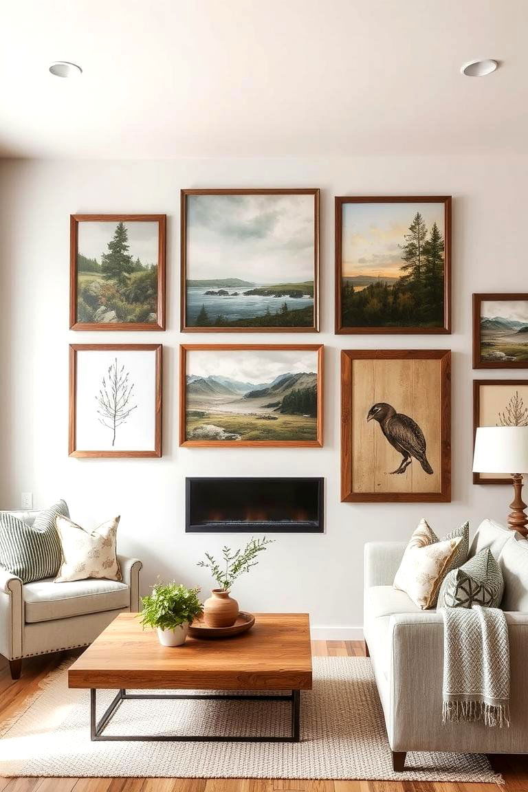 Rustic Art Displays - 24 Rustic Living Room Ideas