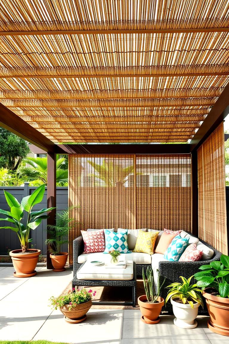 Rustic Bamboo Screening - 24 Pergola Cover Ideas
