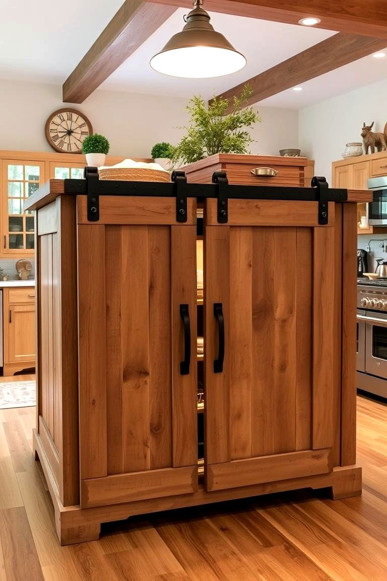 Rustic Barn Door Island - 24 Farmhouse Kitchen Island Ideas
