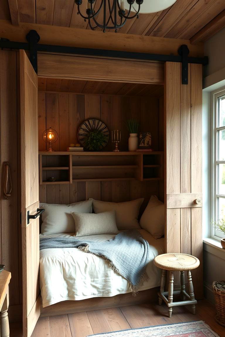 Rustic Barn Door Nook - 24 Bed Nook Ideas