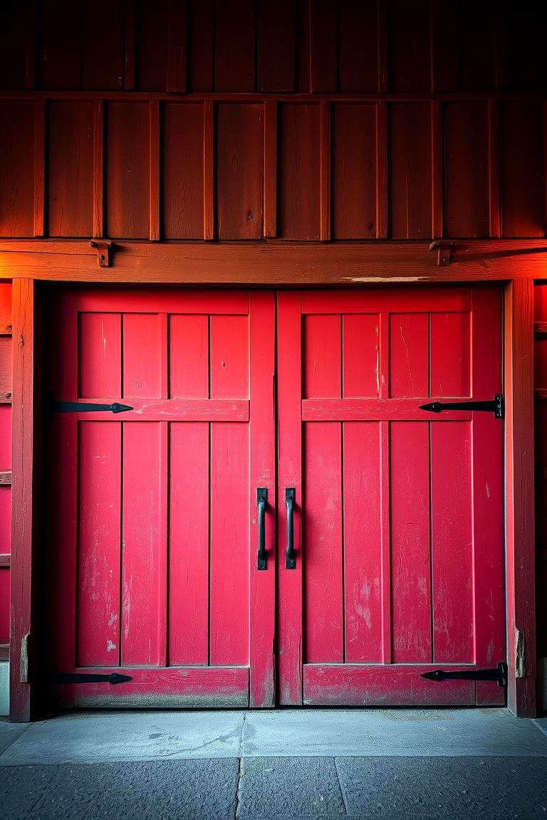 Rustic Barn Red Charm - 24 Garage Door Paint Ideas