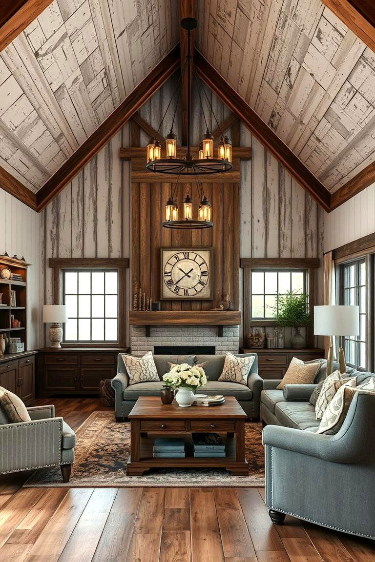 Rustic Barn Style Lighting - 24 Living Room Ceiling Lighting Ideas