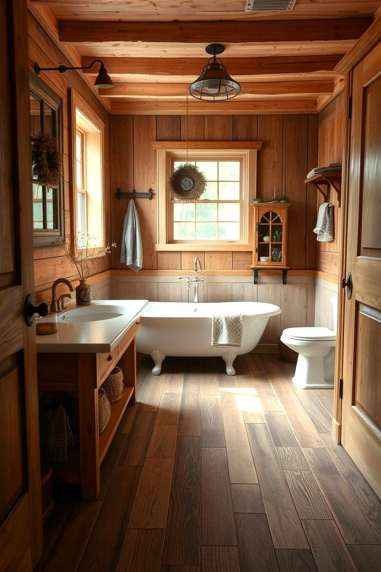 Rustic Barn Wood for Cozy Bathrooms - 24 Ideas for Wood Floors in Bathrooms