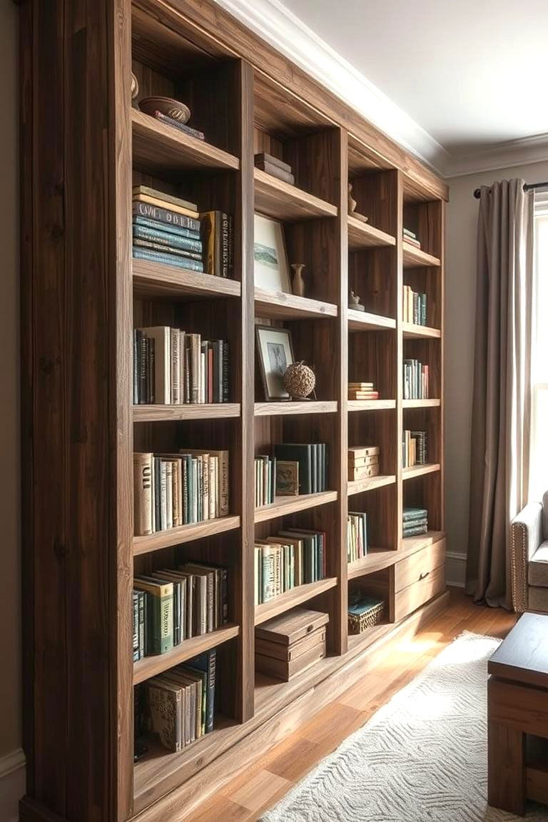 Rustic Barnwood Bookshelf - 24 Built-in Bookshelf Ideas