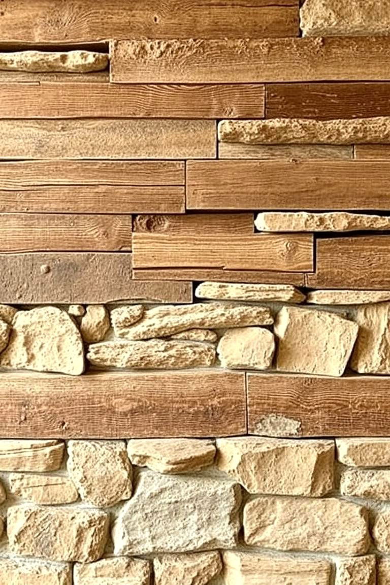 Rustic Barnwood and Stone Blend - 24 Barnwood Accent Wall Ideas