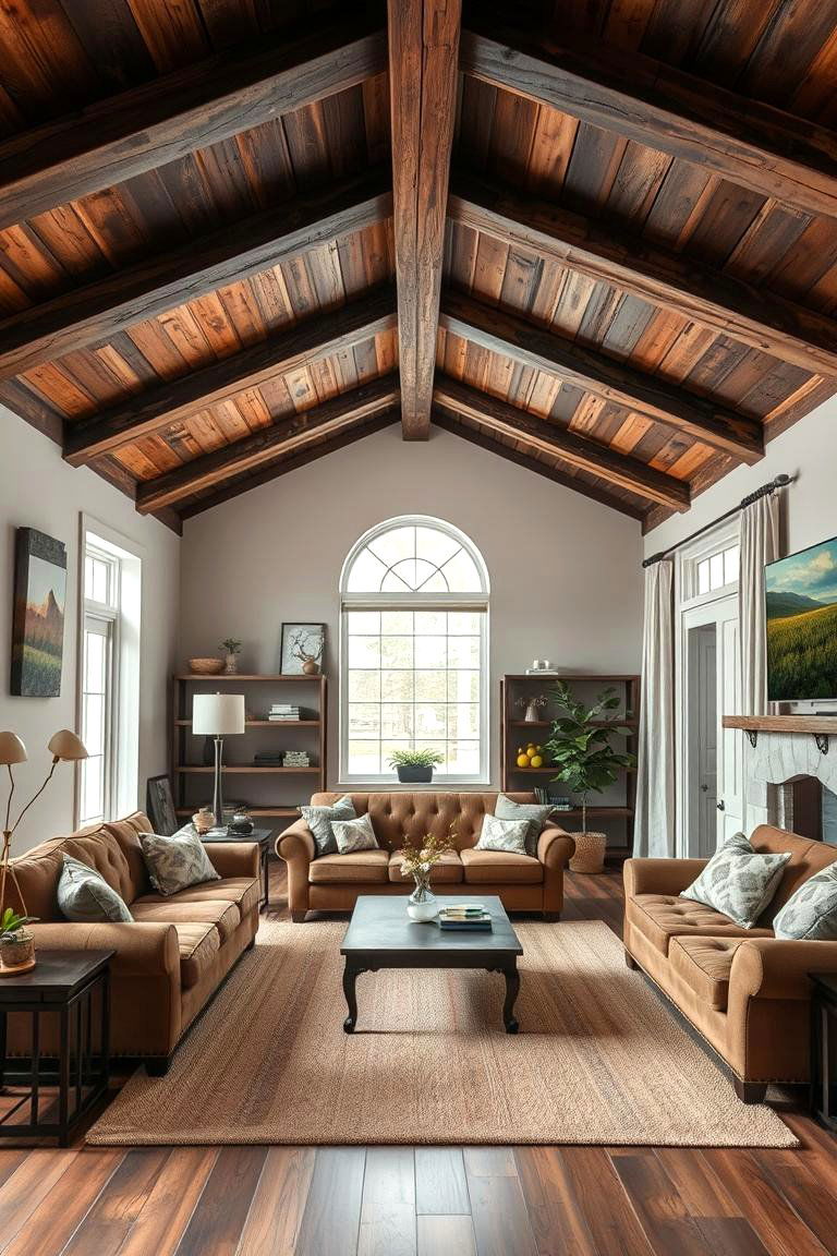 Rustic Beamed Ceiling - 24 Living Room Ceiling Ideas