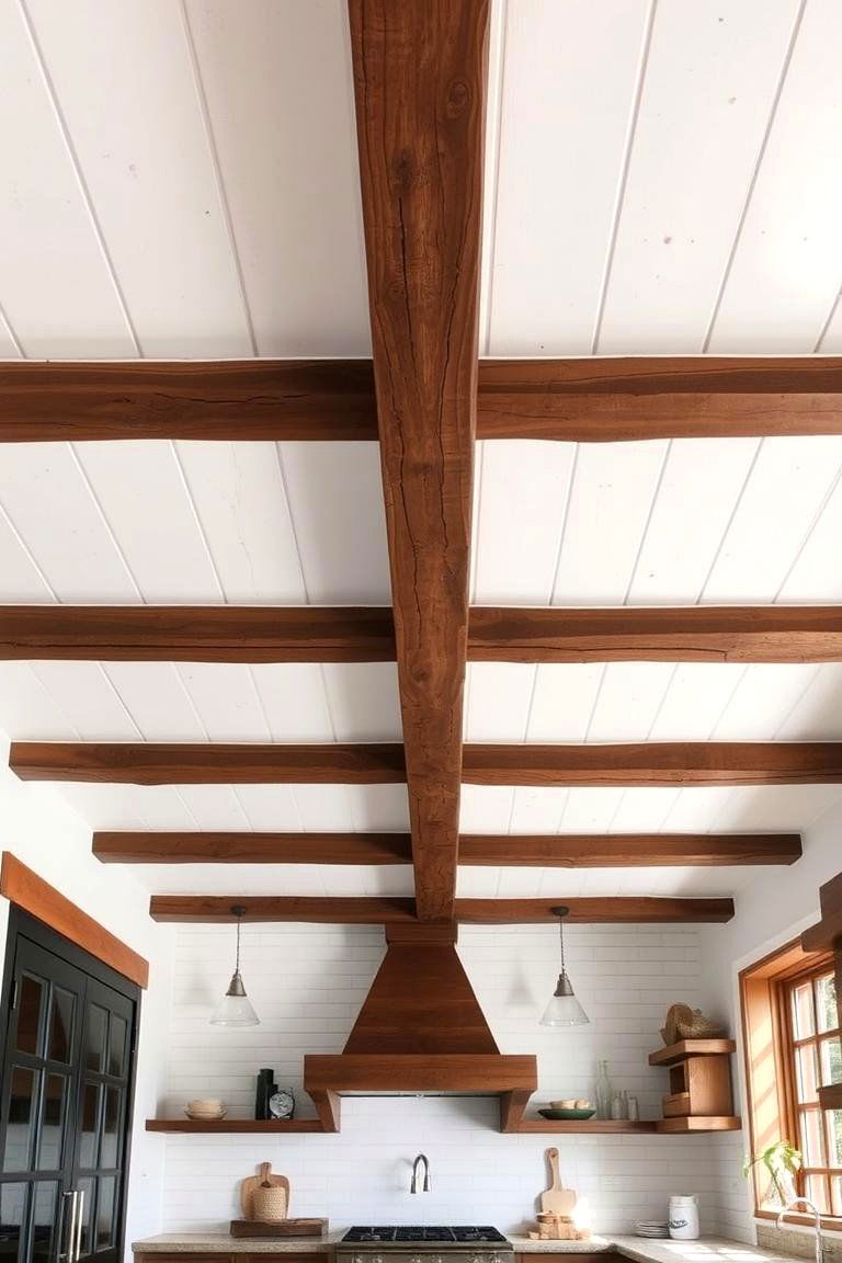 Rustic Beamed Ceiling - 24 Kitchen Ceiling Ideas