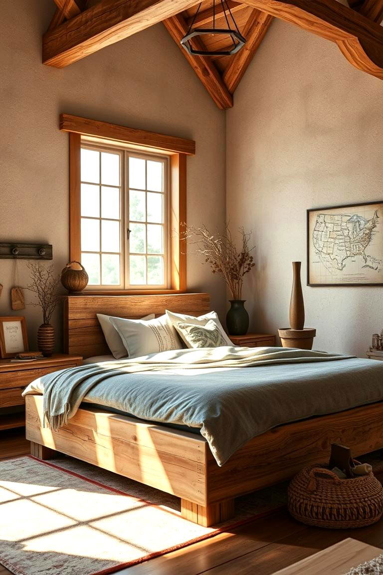 Rustic Bed Frame with Reclaimed Wood - 24 Rust Bedroom Ideas