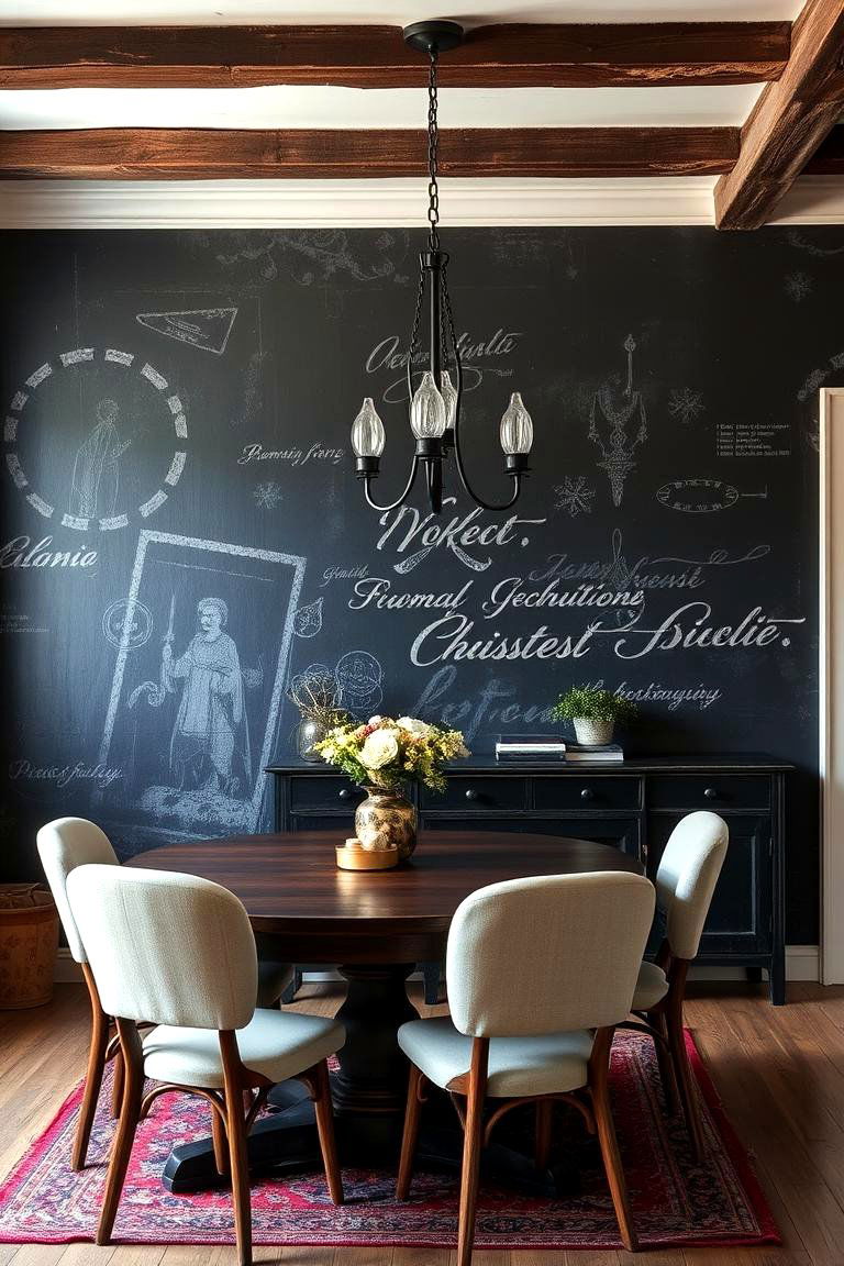 Rustic Black Accent Wall - 24 Black Accent Wall Dining Room Ideas