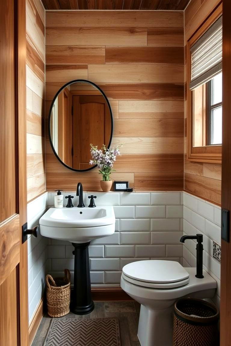Rustic Black Elements Powder Room - 24 black powder room ideas