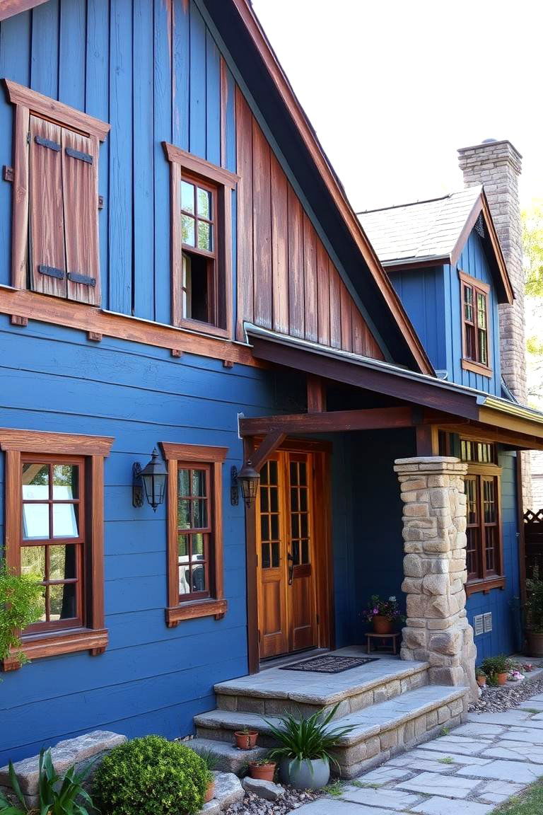 Rustic Blue Charm - 24 blue exterior house paint ideas