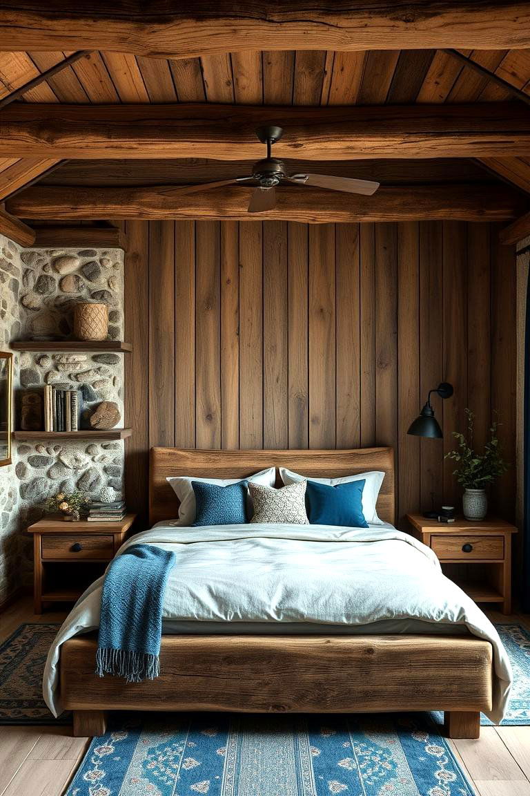 Rustic Blue Comfort - 24 Moody Blue Bedroom Ideas