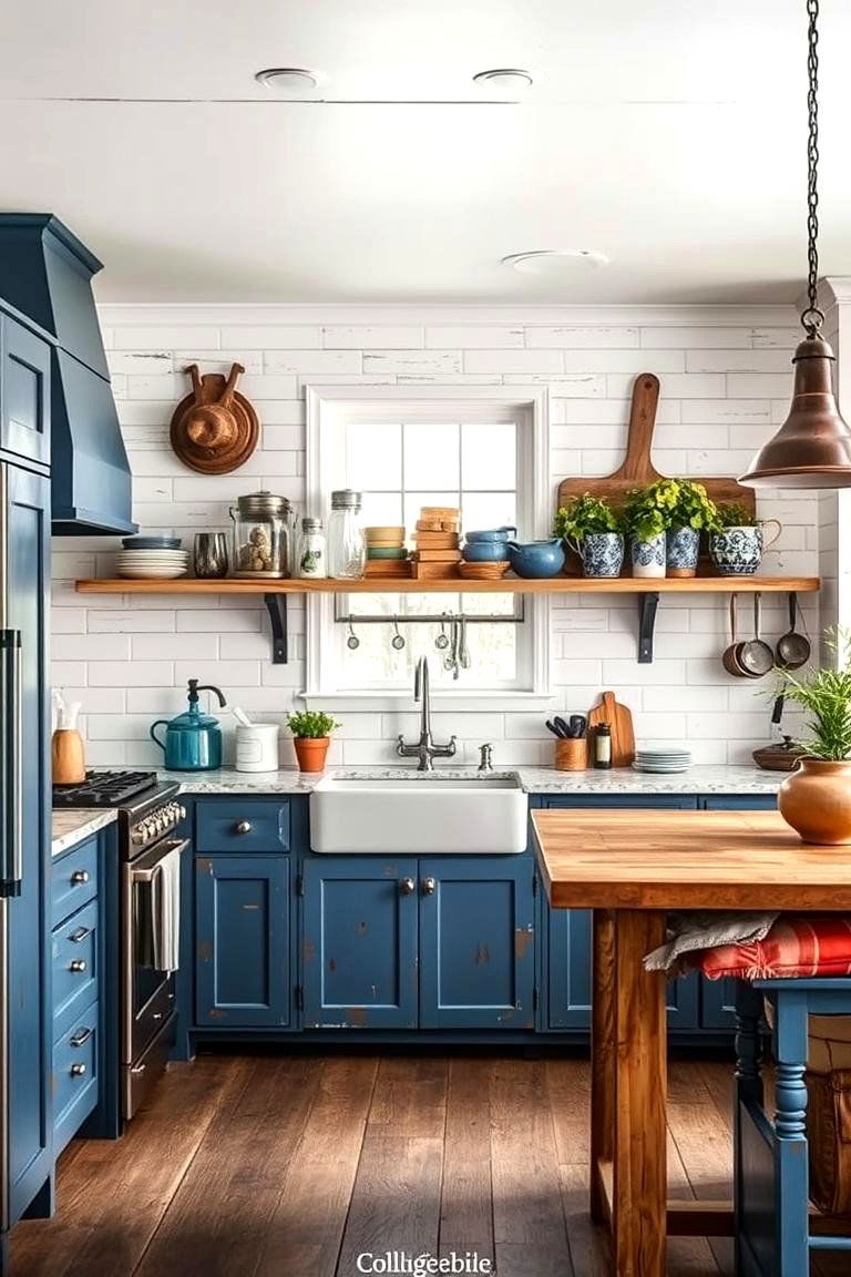 Rustic Blue Farmhouse Style - 24 Blue and White Kitchen Ideas