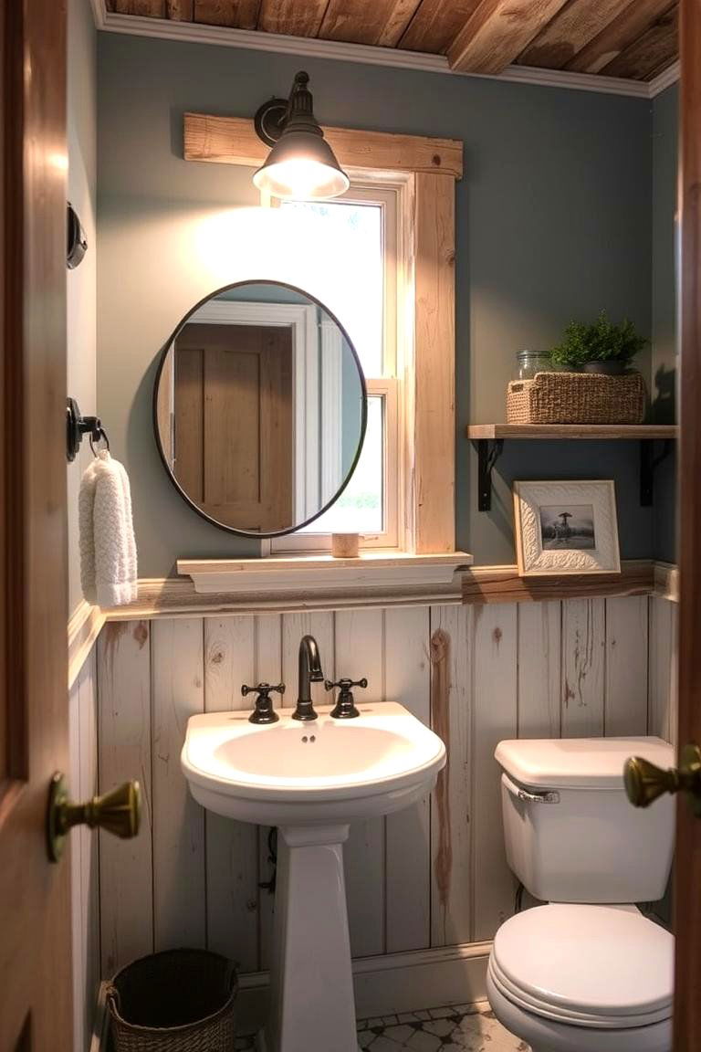 Rustic Blue Farmhouse Vibe - 24 blue powder room ideas