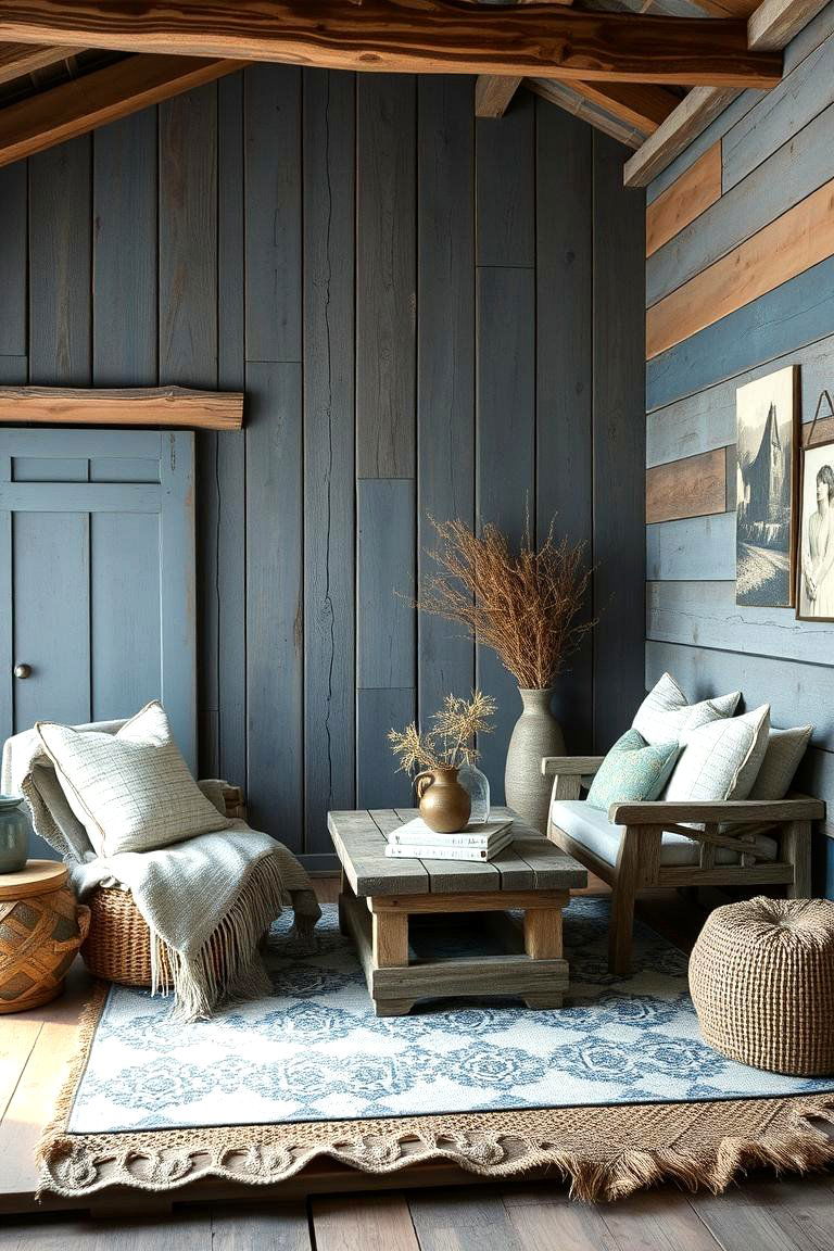 Rustic Blue Haven - 24 blue and beige bedroom ideas
