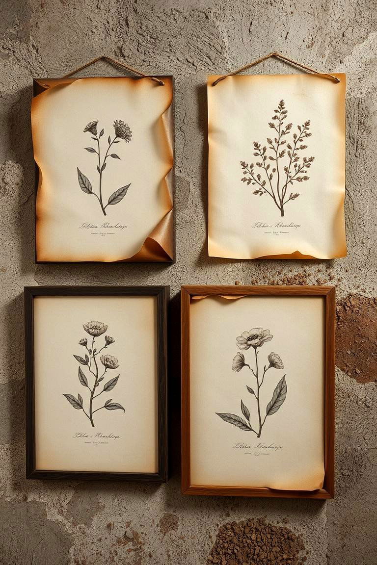 Rustic Botanical Prints - 24 Rustic Wall Decor Ideas