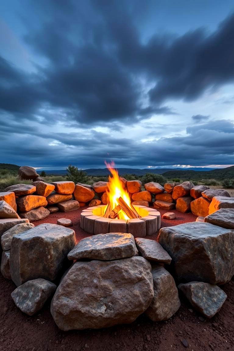 Rustic Boulder Arrangement Fire Pit - 24 Rock Fire Pit Ideas