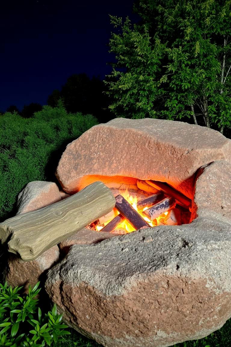 Rustic Boulder Fire Pit - 24 Boulder Fire Pit Ideas