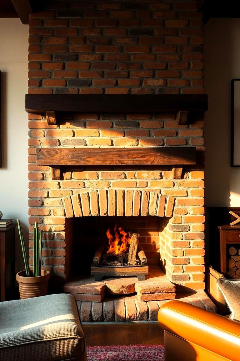 Rustic Brick Fireplace Charm - 24 Small Living Room Fireplace Ideas