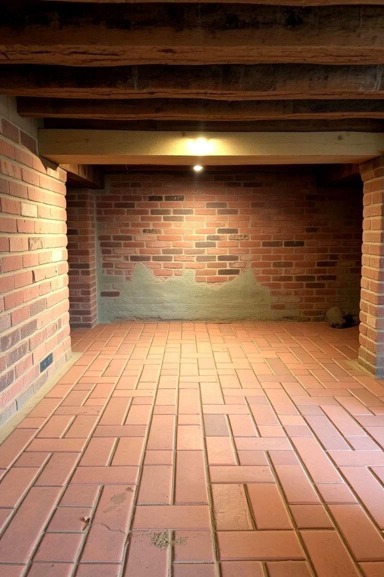 Rustic Brick Flooring - 24 Basement Floor Ideas