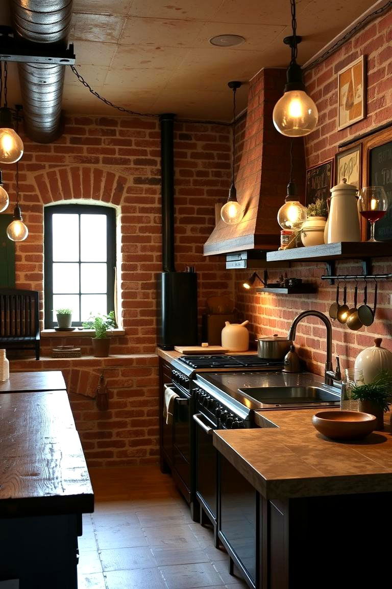 Rustic Brick Revival - 24 Dirty Kitchen Ideas