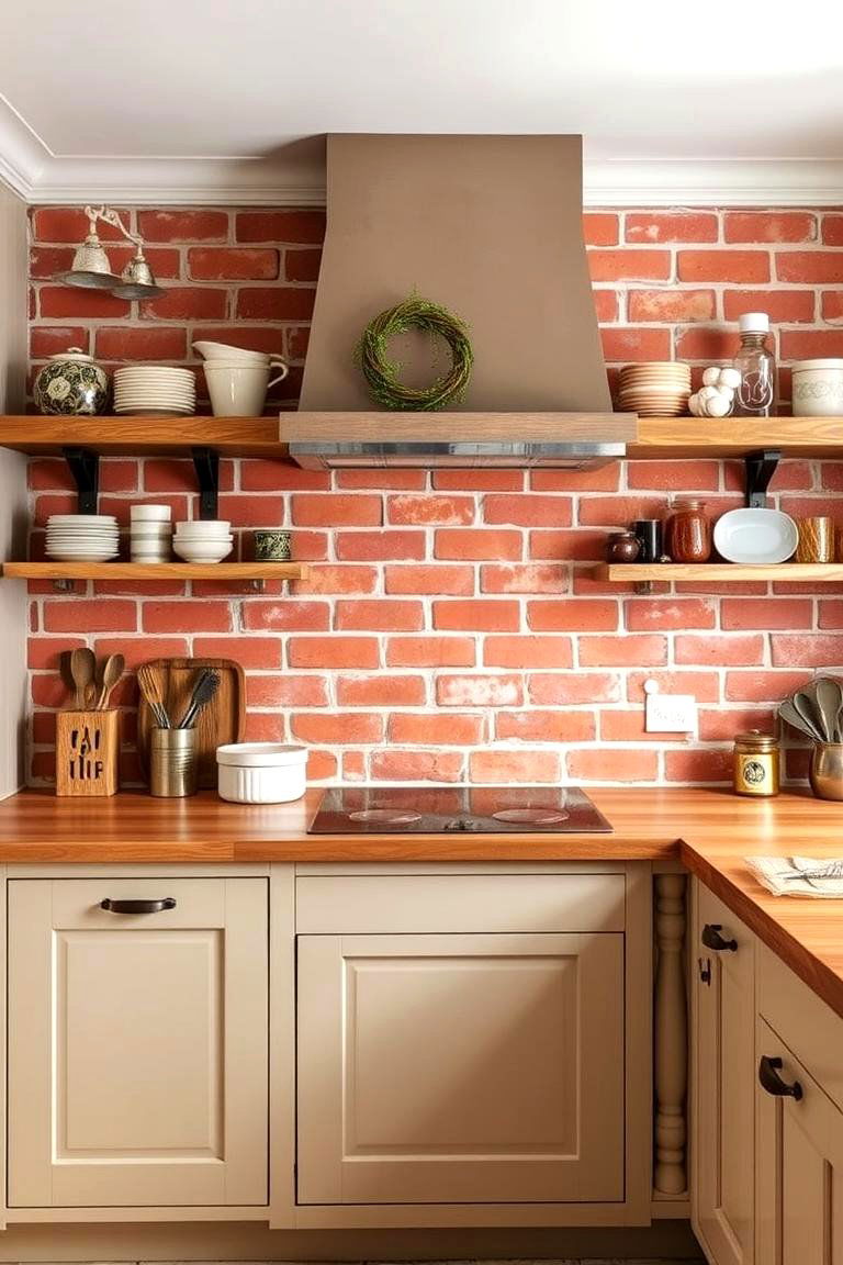 Rustic Brick Veneer Splashback - 24 Kitchen Splashback Ideas