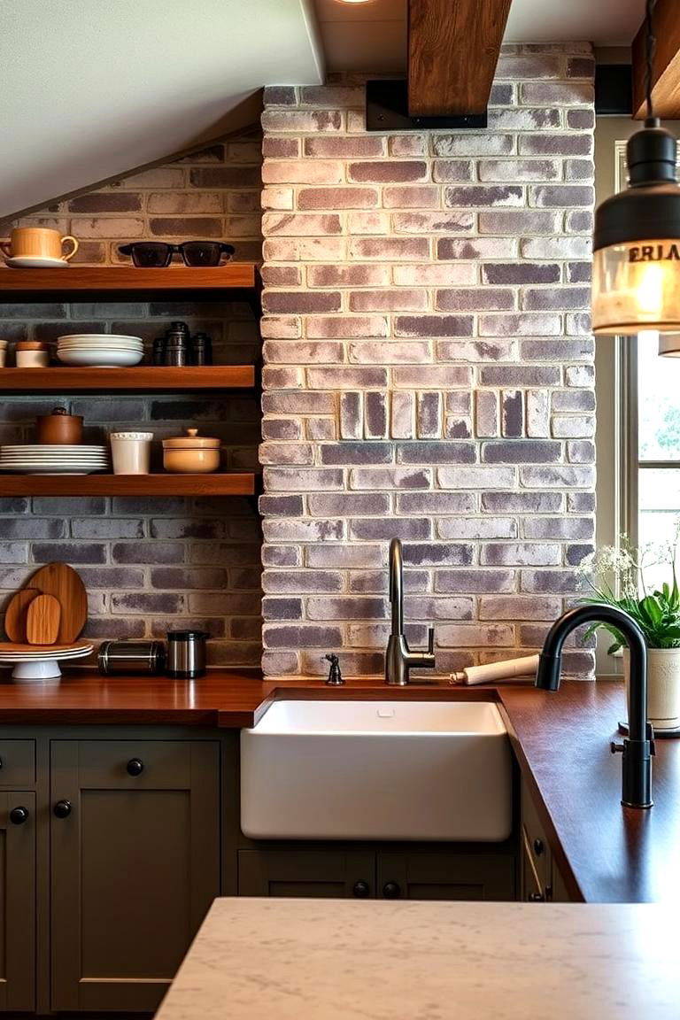 Rustic Brick Veneer - 24 Kitchen Accent Wall Ideas