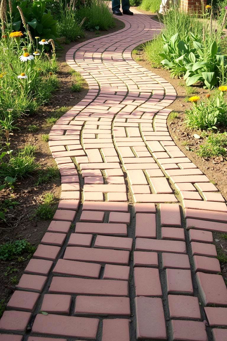 Rustic Brick Walkway - 24 Brick Landscaping Ideas
