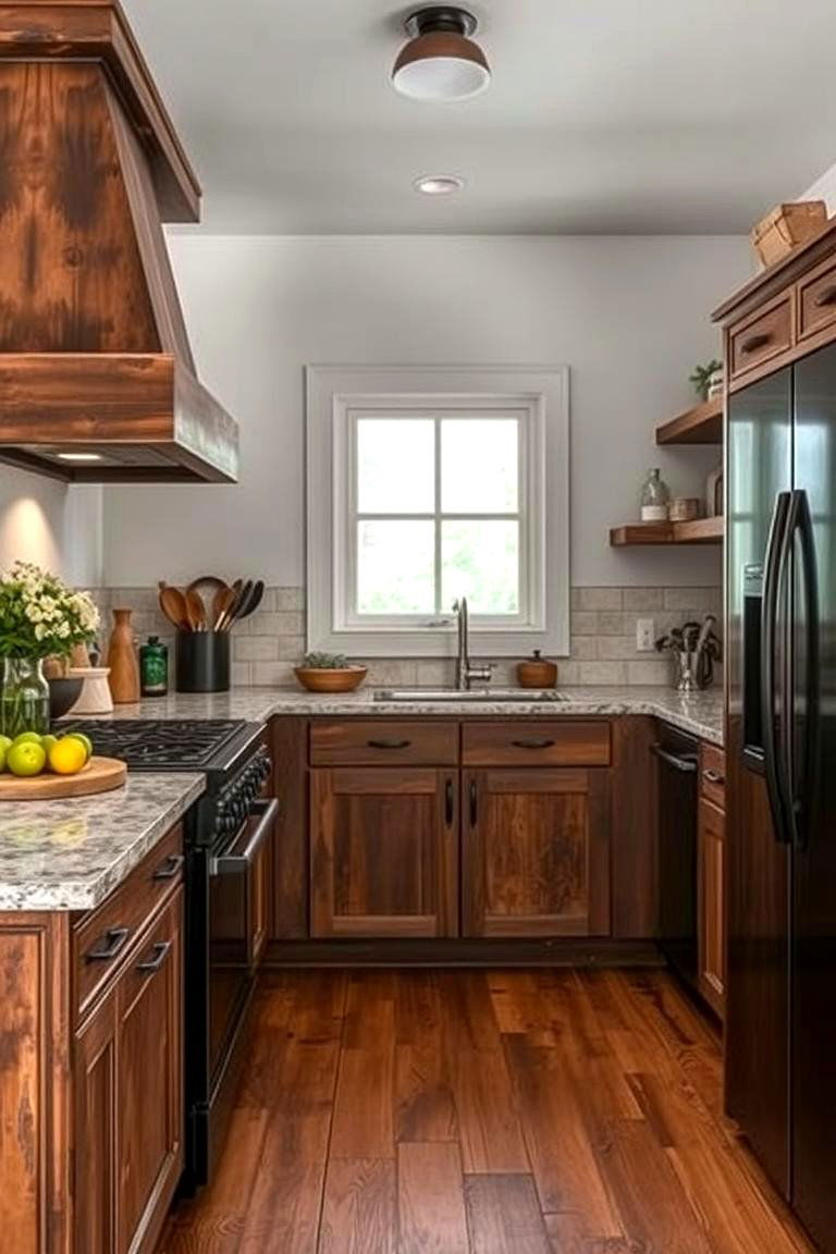 Rustic Brown Charm Accents - 24 Black and Brown Kitchen Ideas