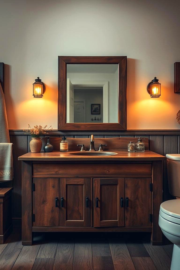 Rustic Brown Vanity - 24 Brown Bathroom Ideas